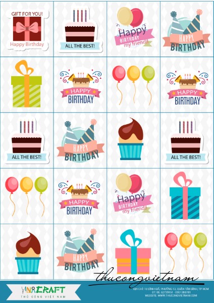 Sticker sinh nhật A4 mẫu 4